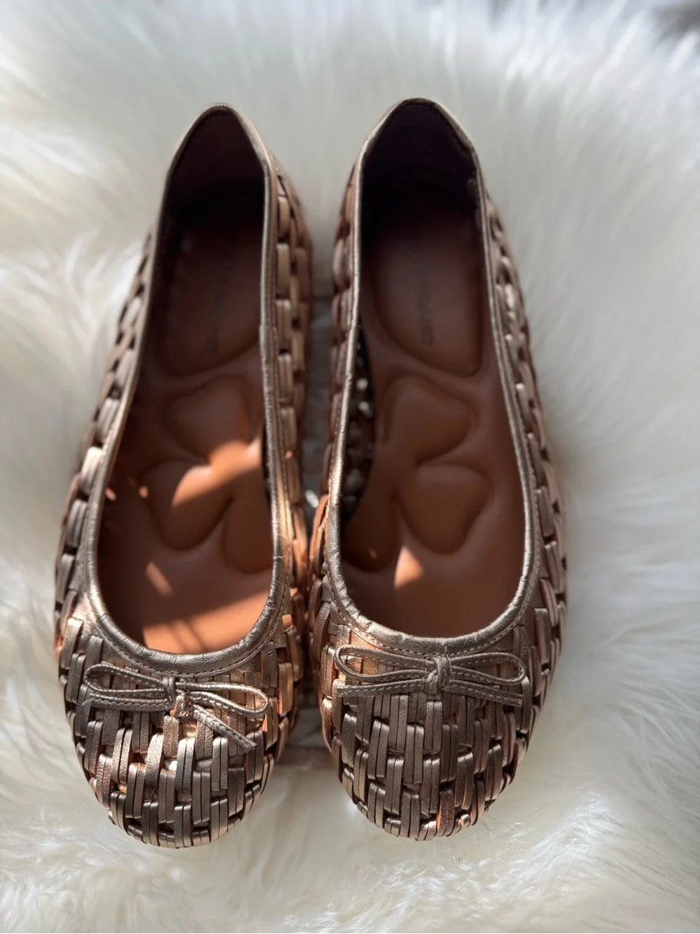 Lucky Brand Metallic Gold Woven Ballet Flats